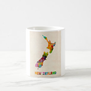 Caneca De Café Nova Zelândia, mapa da aguarela