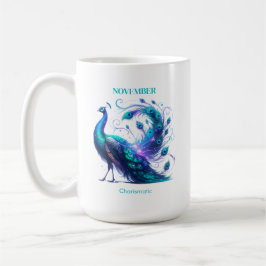 Caneca De Café Novembro Aniversário Mês Espírito Animal Pavão