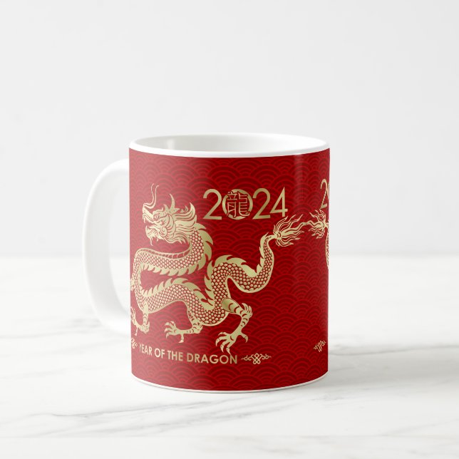 Caneca De Café Novo ano chinês do Dragão 2024 (Frente Esquerda)
