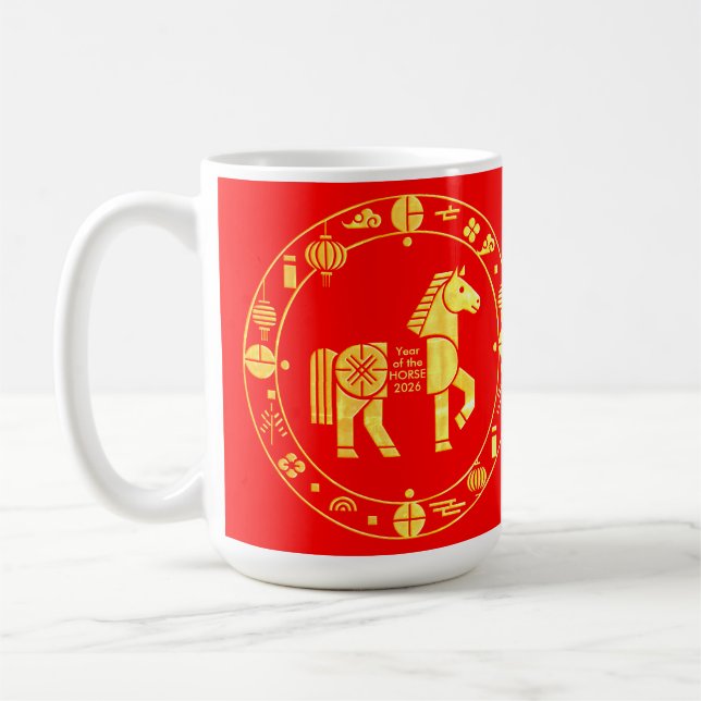Caneca De Café Novo ano chinês Dourado 2026 (Esquerda)