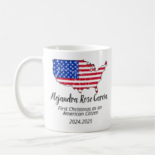 Caneca De Café Novo Cidadão dos EUA – Dia da Cidadania Mapa Ameri