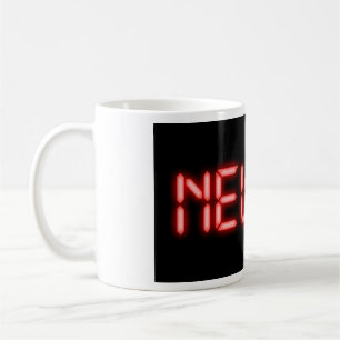 Caneca De Café Novo Efeito Digital Neon Vermelho de Marco de Corr