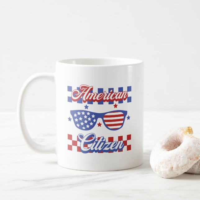 Caneca De Café Novo imigrante americano de naturalização cidadã (Com Donut)