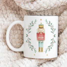 Caneca De Café Noz-cracker de aquarela botânica e fofo Natal