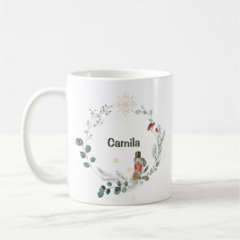 Caneca De Café Noz-cracker de aquarela botânica e fofo Natal