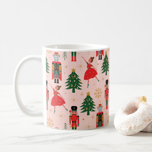 Caneca De Café Noz-cracker e Ballerina - Natal Rosa (Com Donut)