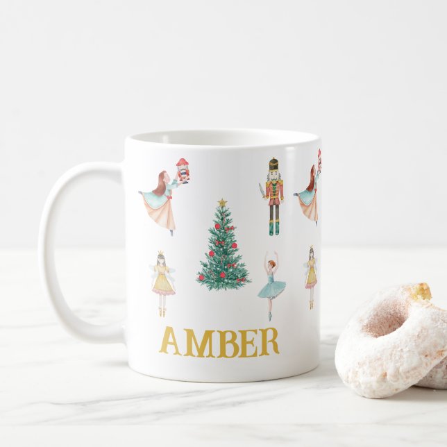 Caneca De Café Noz-cracker personalizado e Ballerina - Natal boni (Com Donut)