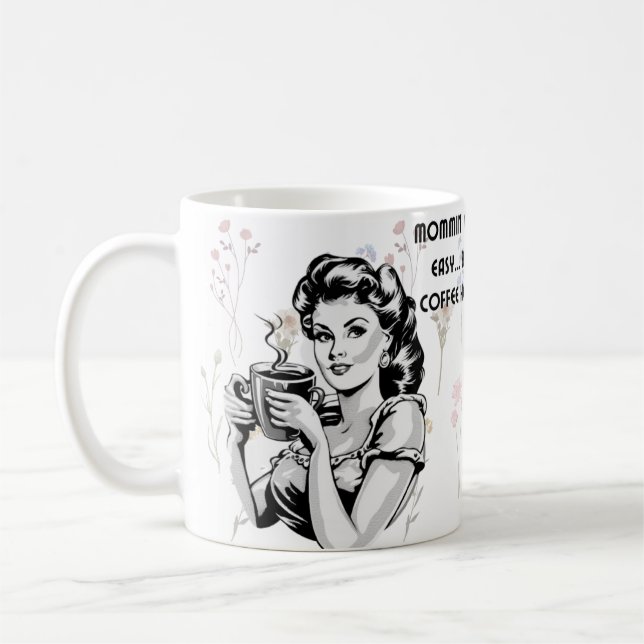Caneca De Café Núcleo de Algodão Flor Mommin não é fácil (Esquerda)