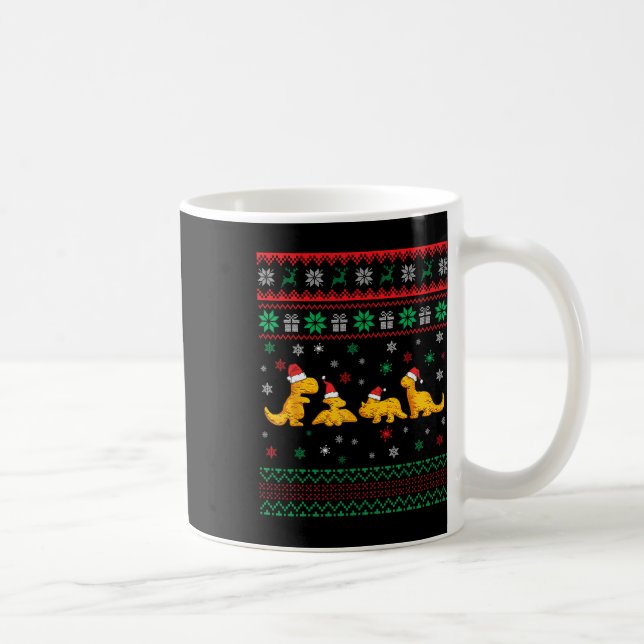 Caneca De Café Nuggets de Frango Dinossauro Dino Pijama de Natal  (Direita)