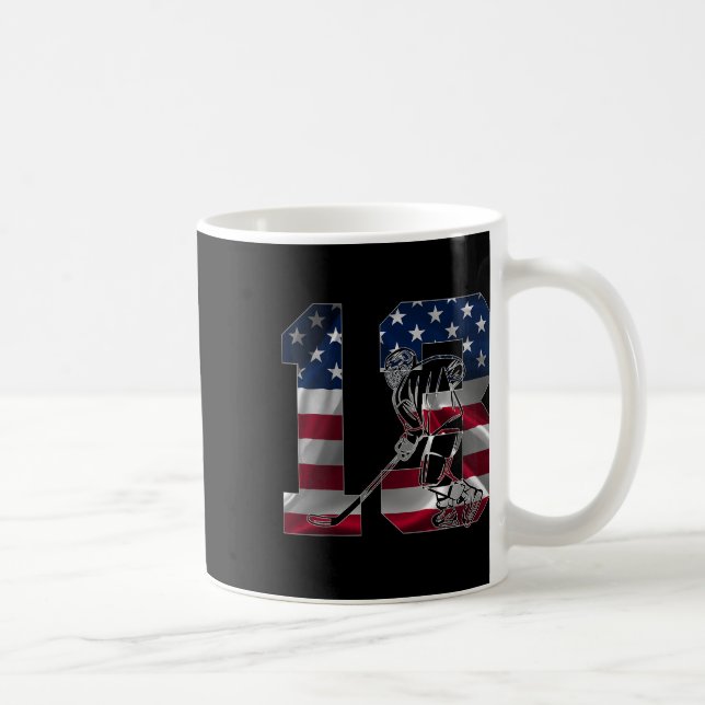 Caneca De Café Number 13 Years Ice Hockey 13th Birthday  (Direita)