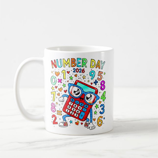 Caneca De Café Number Day 2026 Cute Maths Calculator Mug (Esquerda)