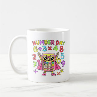 Caneca De Café Number Day Cute Calculator Character Design