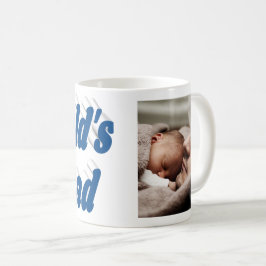 Caneca De Café Número 1 Foto do Dia de os pais do Pai texto azul