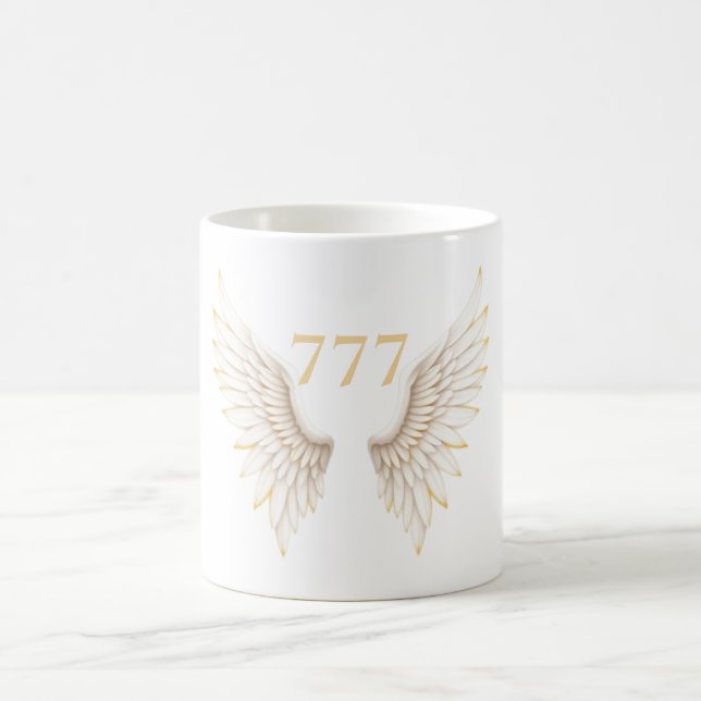 Caneca De Café Número de Anjo Personalizado com Asas Elegantes (Centro)