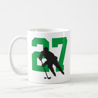 Caneca De Café Número de jogador de hóquei personalizado verde pr