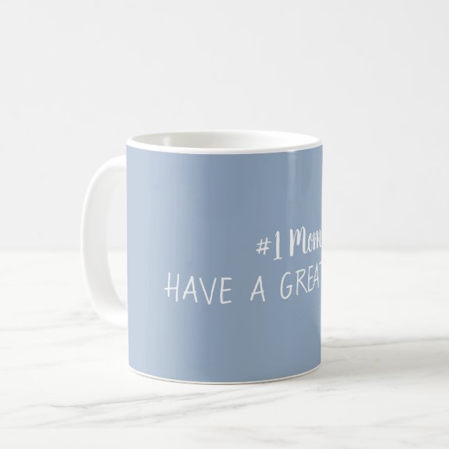 Caneca De Café Número Um Mãe Slate Azul Cinza (Frente Esquerda)