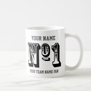 Caneca De Café Número Um Preto Personalizado Fã de Time de Esport