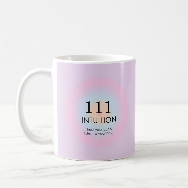Caneca De Café Números Anjos Modernos Numerologia 111 Intuição (Esquerda)