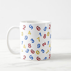 Caneca De Café Números Azul Amarelo Vermelho 1 a 9