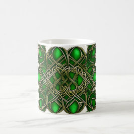 Caneca De Café Números Celtas Emerald Green e Silver