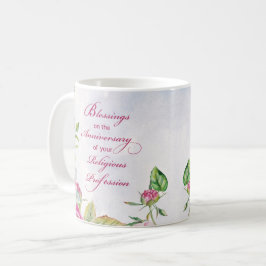 Caneca De Café Nun Aniversário da Profissão Religiosa Rosas Rosa