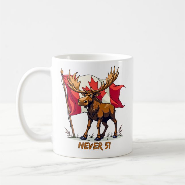 Caneca De Café Nunca 51, Moose, Canadá, Flag Maple Leaf, (Esquerda)