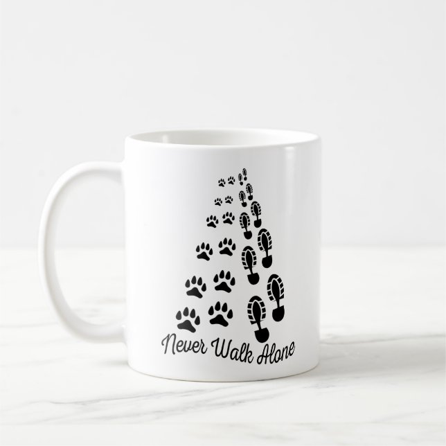 Caneca De Café Nunca Ande Sozinho De Gato De Cão (Esquerda)