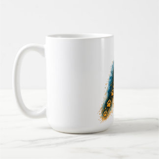 Caneca De Café Nunca Caminhe Sozinho Pegadas Douradas e Patinhas 