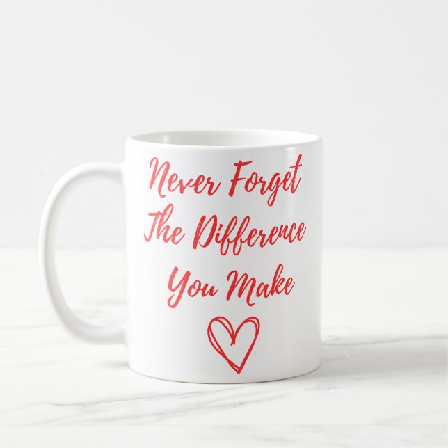 Caneca De Café Nunca Esqueça A Diferença Que Você Faz, Grato (Esquerda)