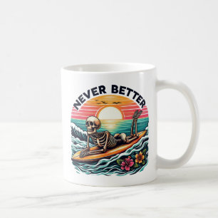 Caneca De Café Nunca Melhor - Skelset surf Sunset Wave Design