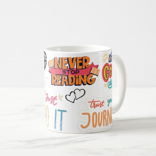 Caneca De Café nunca pare de ler, apenas faça (Frente Esquerda)