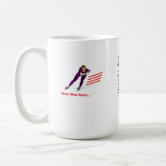 Caneca De Café Nunca retarde Speedskating longo roxo/vermelho da
