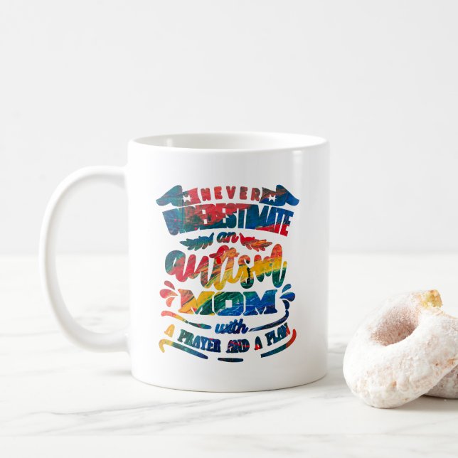 Caneca De Café Nunca subestime um Autismo Mãe Arco-Íris (Com Donut)