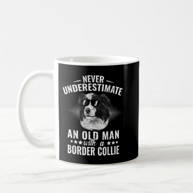 Caneca De Café Nunca Subestime Um Velho Com Collie Fronteira  (Esquerda)