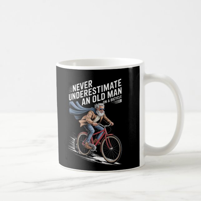 Caneca De Café Nunca subestime um velho de bicicleta (Direita)