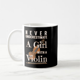 Caneca De Café Nunca subestime uma garota com um soli violino