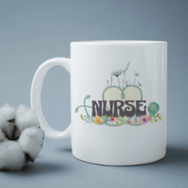 Caneca De Café Nurse Floral Garden Your Name