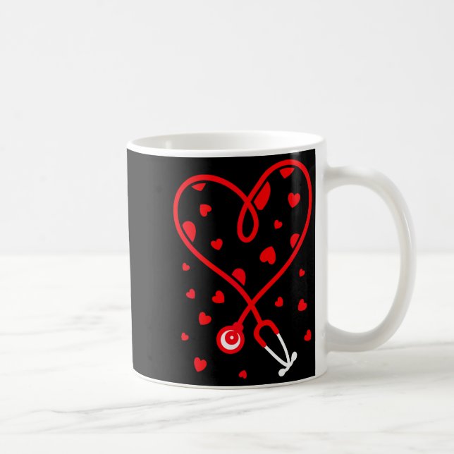 Caneca De Café Nurse Stethoscope Heart Valentine's Day Nursing  (Direita)