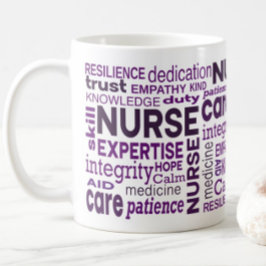 Caneca De Café Nurse Values Purple Typography Appreciation