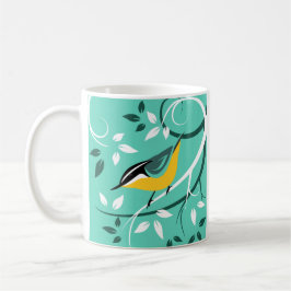 Caneca De Café Nuthatch Vermelho Em Teal