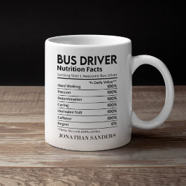 Caneca De Café Nutrition Facts Bus Driver,Fun Bus Driver Mug