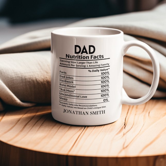 Caneca De Café Nutritional Facts Dad, Funny Dad Mug (Criador carregado)