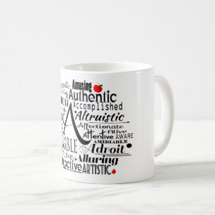 Caneca De Café Nuvem Adjetiva do Word começando com a letra A 