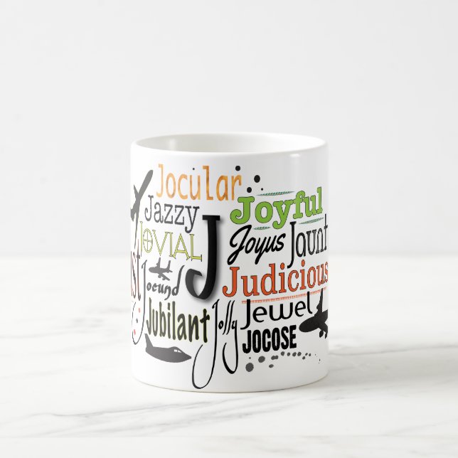 Caneca De Café Nuvem Adjetiva do Word começando com a letra J (Centro)
