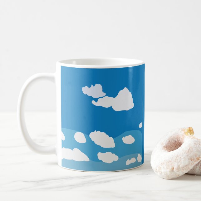 Caneca De Café Nuvem Azul (Com Donut)