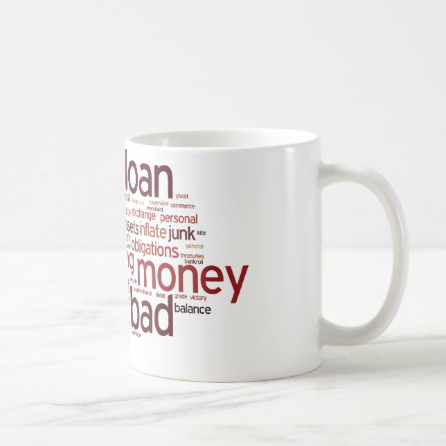 Caneca De Café Nuvem da palavra da finança (Direita)