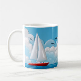 Caneca De Café Nuvem de Barco à Vela Vermelho