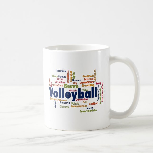 Caneca De Café Nuvem de Palavra de Voleibol (Direita)