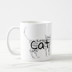 Caneca De Café Nuvem de Palavras de Gato e Gato - Design exclusiv