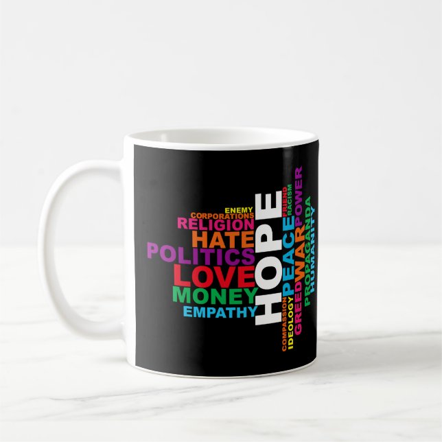 Caneca De Café Nuvem de Palavras de Humanidade (Esquerda)